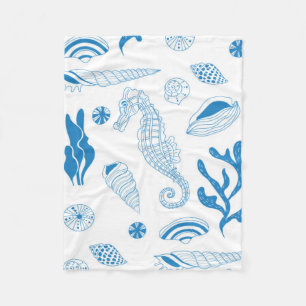 Naadloos patroon met zeeschelpen fleece deken