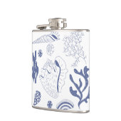 Naadloos patroon met zeeschelpen heupfles (Links)