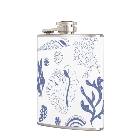 Naadloos patroon met zeeschelpen heupfles (Links)