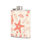 Naadloos patroon met zeeschelpen heupfles (Links)