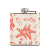 Naadloos patroon met zeeschelpen heupfles (Achterkant)