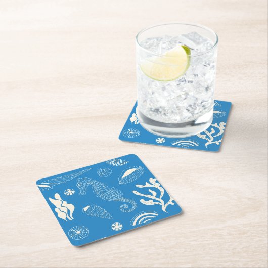 Naadloos patroon met zeeschelpen kartonnen onderzetters (Insitu)