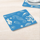 Naadloos patroon met zeeschelpen kartonnen onderzetters (Schuin)