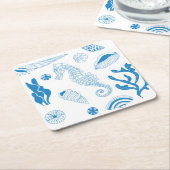 Naadloos patroon met zeeschelpen kartonnen onderzetters (Schuin)