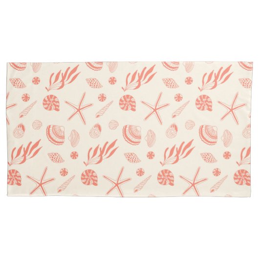 Naadloos patroon met zeeschelpen kussensloop (Voorkant-Links)