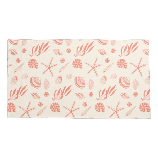 Naadloos patroon met zeeschelpen kussensloop (Achterkant-Links)