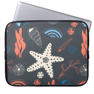 Naadloos patroon met zeeschelpen laptop sleeve