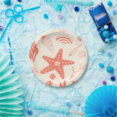 Naadloos patroon met zeeschelpen papieren bordje (Feest)