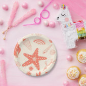 Naadloos patroon met zeeschelpen papieren bordje (Feest)
