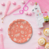 Naadloos patroon met zeeschelpen papieren bordje (Feest)