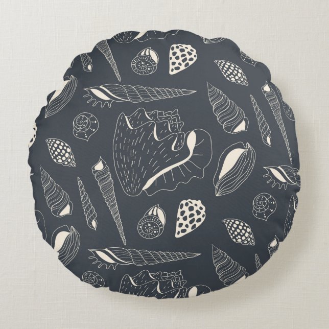 Naadloos patroon met zeeschelpen rond kussen (Voorkant)