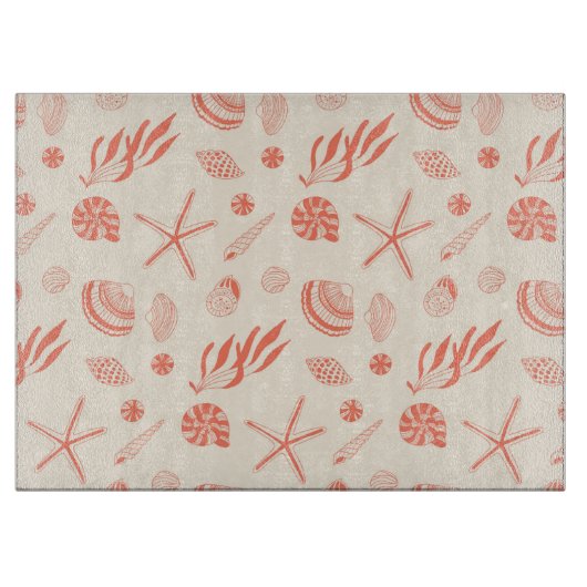 Naadloos patroon met zeeschelpen snijplank (Voorkant)