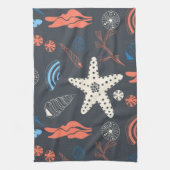 Naadloos patroon met zeeschelpen theedoek (Verticaal)