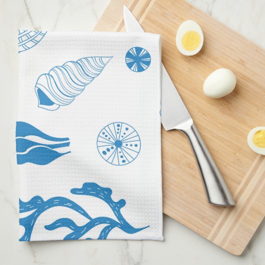 Naadloos patroon met zeeschelpen theedoek (Quarter Fold)