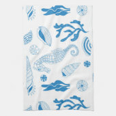 Naadloos patroon met zeeschelpen theedoek (Verticaal)