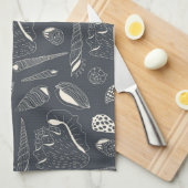 Naadloos patroon met zeeschelpen theedoek (Quarter Fold)