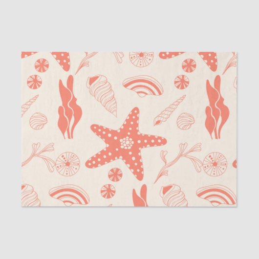 Naadloos patroon met zeeschelpen tissuepapier (Voorkant)