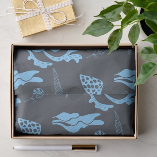 Naadloos patroon met zeeschelpen tissuepapier (Geschenk)