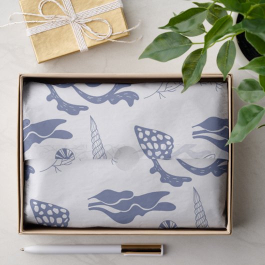Naadloos patroon met zeeschelpen tissuepapier (Geschenk)