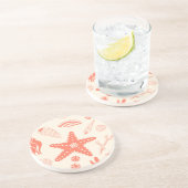 Naadloos patroon met zeeschelpen zandsteen onderzetter (Zijkant)