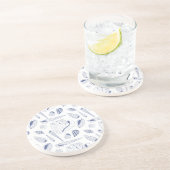 Naadloos patroon met zeeschelpen zandsteen onderzetter (Zijkant)