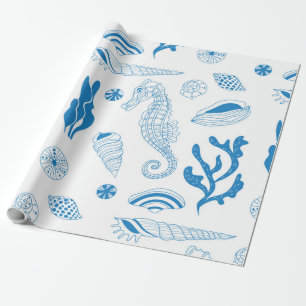 Naadloos patroon met zeeshells cadeaupapier