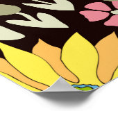 Naadloos patroon met zonnebloemen asters tulpen poster (Hoek)