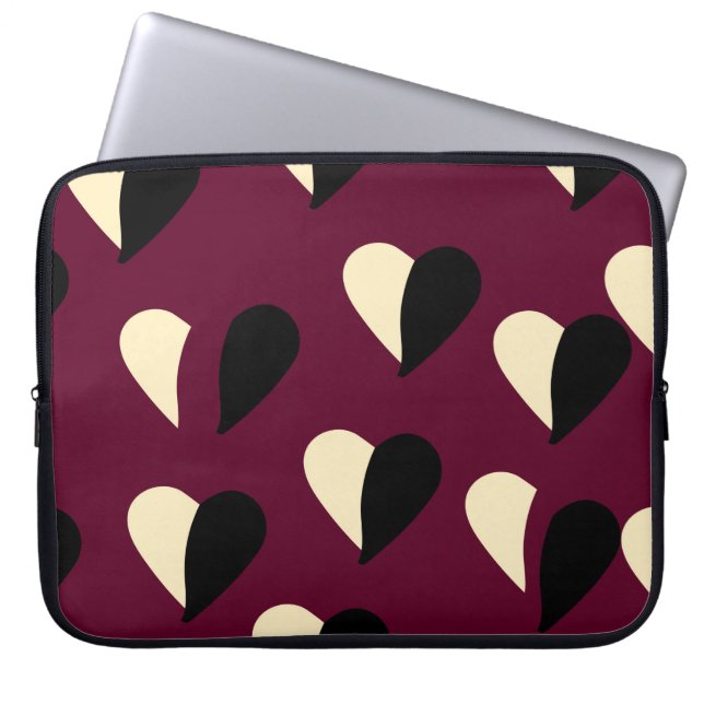 Naadloos patroon met zwart-wit hart. St Va Laptop Sleeve (Voorkant)
