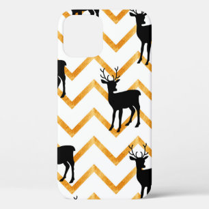 Naadloos patroon met zwarte herten en gouden textu Case-Mate iPhone case