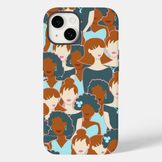 Naadloos patroon met zwarte meisjes en witte meisj Case-Mate iPhone case (Achterkant)