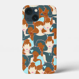 Naadloos patroon met zwarte meisjes en witte meisj Case-Mate iPhone case