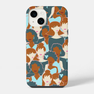 Naadloos patroon met zwarte meisjes en witte meisj iPhone 14 hoesje