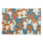 Naadloos patroon met zwarte meisjes en witte meisj kussensloop (Achterkant)