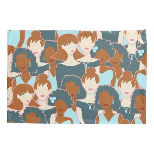 Naadloos patroon met zwarte meisjes en witte meisj kussensloop (Achterkant)