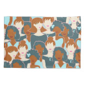 Naadloos patroon met zwarte meisjes en witte meisj kussensloop (Achterkant-Links)