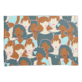 Naadloos patroon met zwarte meisjes en witte meisj kussensloop (Voorkant-Rechts)