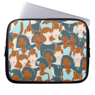 Naadloos patroon met zwarte meisjes en witte meisj laptop sleeve
