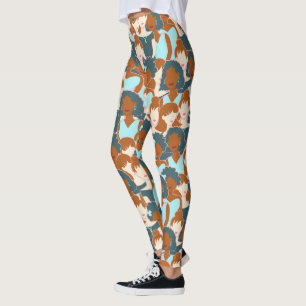Naadloos patroon met zwarte meisjes en witte meisj leggings