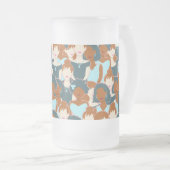 Naadloos patroon met zwarte meisjes en witte meisj matglas bierpul (Voorkant rechts)