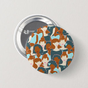 Naadloos patroon met zwarte meisjes en witte meisj ronde button 5,7 cm