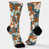 Naadloos patroon met zwarte meisjes en witte meisj sokken (Gebogen)