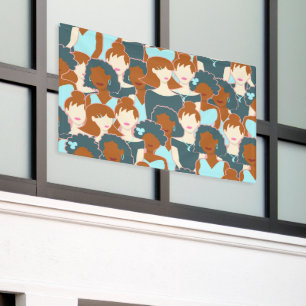 Naadloos patroon met zwarte meisjes en witte meisj spandoek