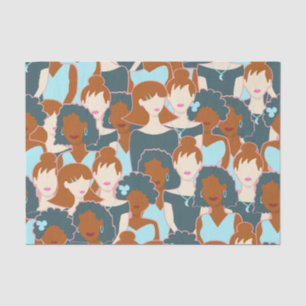 Naadloos patroon met zwarte meisjes en witte meisj tissuepapier