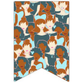 Naadloos patroon met zwarte meisjes en witte meisj vlaggetjes (Derde vlag)