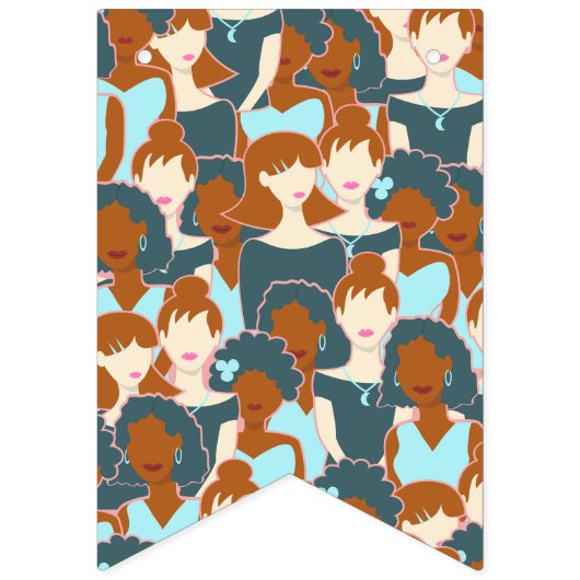 Naadloos patroon met zwarte meisjes en witte meisj vlaggetjes (Derde vlag)