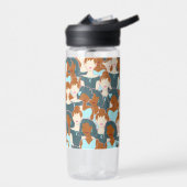 Naadloos patroon met zwarte meisjes en witte meisj waterfles (Links)