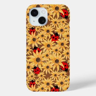 Naadloos Patroon met Zwarte-Oog Susans en Lievehee iPhone 15 Case