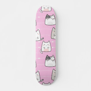 Naadloos patroon Mooie Kawaii Katten hartlijn Persoonlijk Skateboard