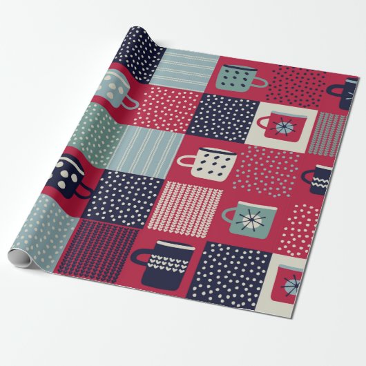 naadloos patroon, patchwork met handbegeleide beke cadeaupapier (Uitgerold)
