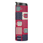 naadloos patroon, patchwork met handbegeleide beke thermosbeker (Geroteerd rechts)